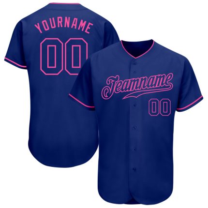 Authentic Royal Pink Custom Baseball Jersey for Men and Women Custom Royal Royal-Pink Authentic Baseball Jersey