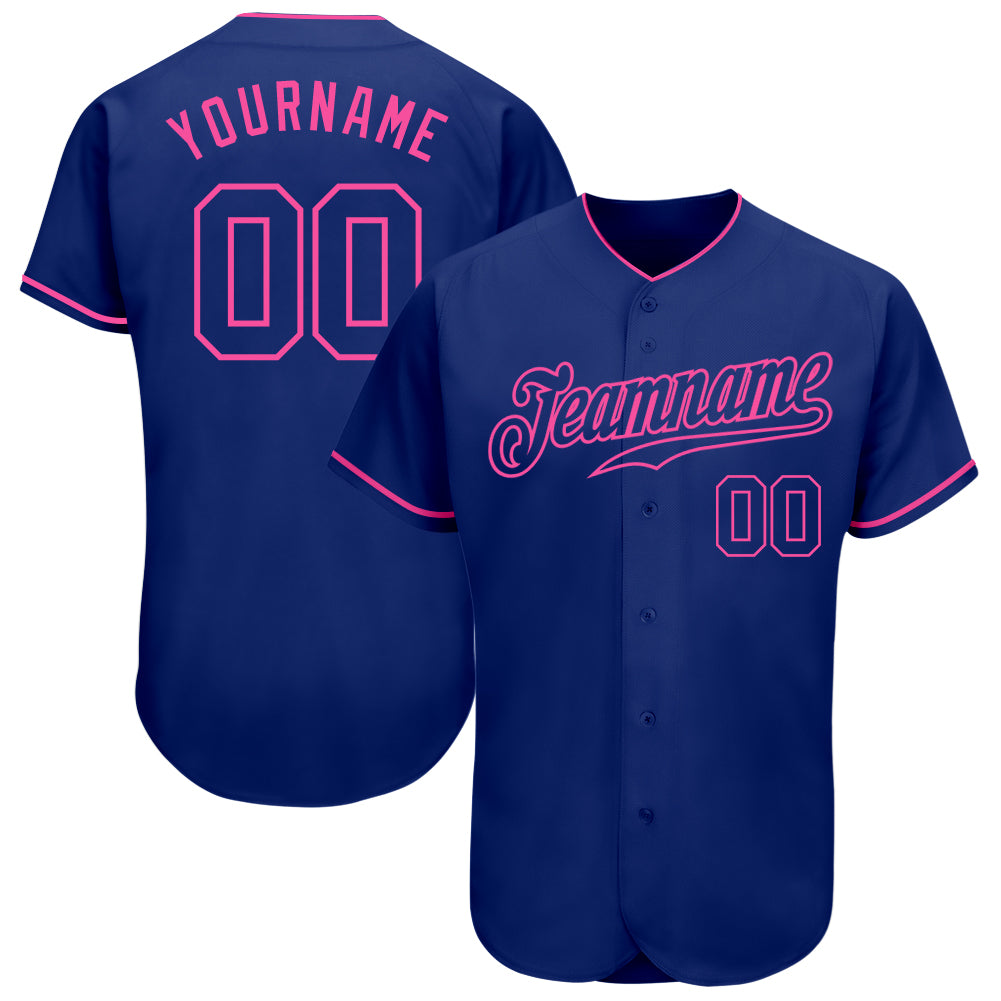 Authentic Royal Pink Custom Baseball Jersey for Men and Women Custom Royal Royal-Pink Authentic Baseball Jersey