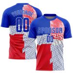 Custom Royal Red Soccer Jersey Sublimation Uniform Style 9218 Custom Royal Royal-Red Sublimation Soccer Uniform Jersey Style