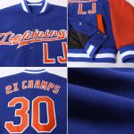 Royal Texas Orange-White Bomber Jacket Custom Full-Snap Varsity Letterman Two Tone Custom Royal Texas Orange-White Bomber