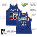 Custom USA Vintage Flag Basketball Jersey - Authentic Cream Throwback Style Custom Royal Vintage USA Flag-Cream Authentic