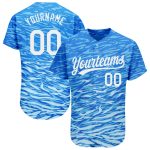 Custom Royal White 3D Pattern Baseball Jersey - Authentic Style 5717 Custom Royal White 3D Pattern Design Authentic Baseball