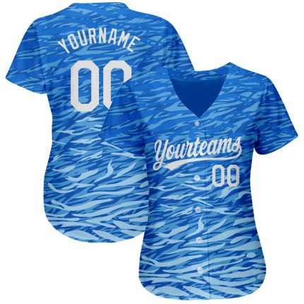 Custom Royal White 3D Pattern Baseball Jersey - Authentic Style 5717 Custom Royal White 3D Pattern Design Authentic Baseball