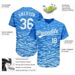 Custom Royal White 3D Pattern Baseball Jersey - Authentic Style 5717 Custom Royal White 3D Pattern Design Authentic Baseball