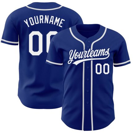 Custom royal and white baseball jersey