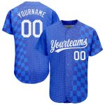 Custom 3D Pattern Baseball Jersey - Authentic Royal White-Black Design Custom Royal White-Black 3D Pattern Design Authentic