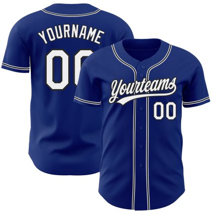 Custom Authentic Baseball Jersey - Royal White and Black Design Custom Royal White-Black Authentic Baseball Jersey