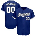 Customized Authentic Black Gray White Baseball Jersey Custom Royal White Black-Gray Authentic Baseball Jersey