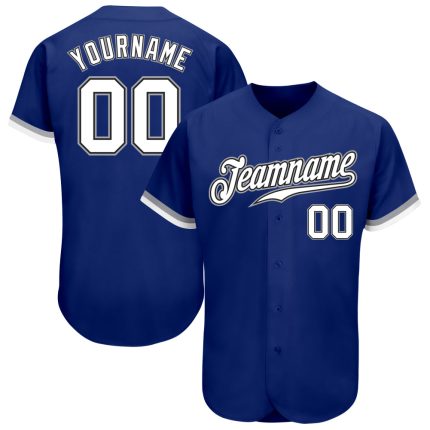 Customized Authentic Black Gray White Baseball Jersey Custom Royal White Black-Gray Authentic Baseball Jersey
