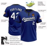 Custom Two-Button Unisex Softball Jersey in Royal White and Black Custom Royal White-Black Two-Button Unisex Softball Jersey