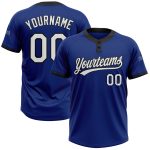 Custom Two-Button Unisex Softball Jersey in Royal White and Black Custom Royal White-Black Two-Button Unisex Softball Jersey