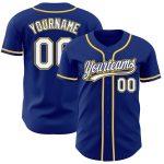 Custom Authentic Baseball Jersey - Royal White-Gold Design Custom Royal White-Gold Authentic Baseball Jersey
