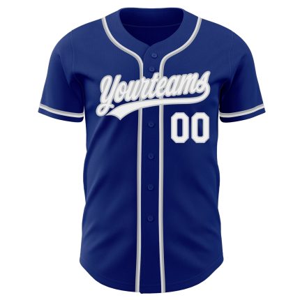 Custom Authentic Baseball Jersey in Royal White-Gray Color Custom Royal White-Gray Authentic Baseball Jersey