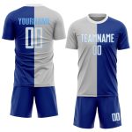 Custom White Gray Soccer Jersey - Fashion Sublimation Split Uniform Custom Royal White-Gray Sublimation Split Fashion Soccer