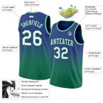 Custom Royal Green Basketball Jersey - Authentic Fade Design, Fashion Fit Custom Royal White-Kelly Green Authentic Fade Fashion