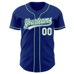 Custom Royal White Kelly Green Gray Baseball Jersey - Authentic Team Apparel Custom Royal White Kelly Green-Gray Authentic