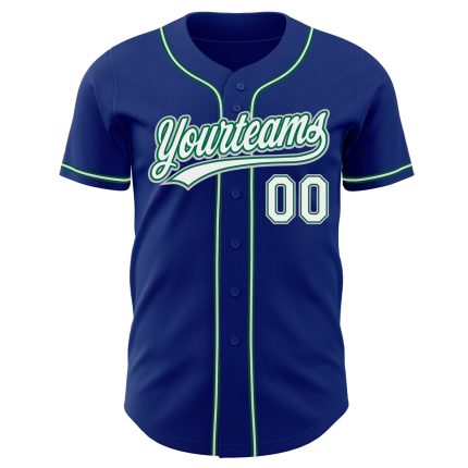 Custom Royal White Kelly Green Gray Baseball Jersey - Authentic Team Apparel Custom Royal White Kelly Green-Gray Authentic