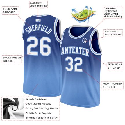 Custom Authentic Fade Basketball Jersey - Royal White & Light Blue Design Custom Royal White-Light Blue Authentic Fade Fashion