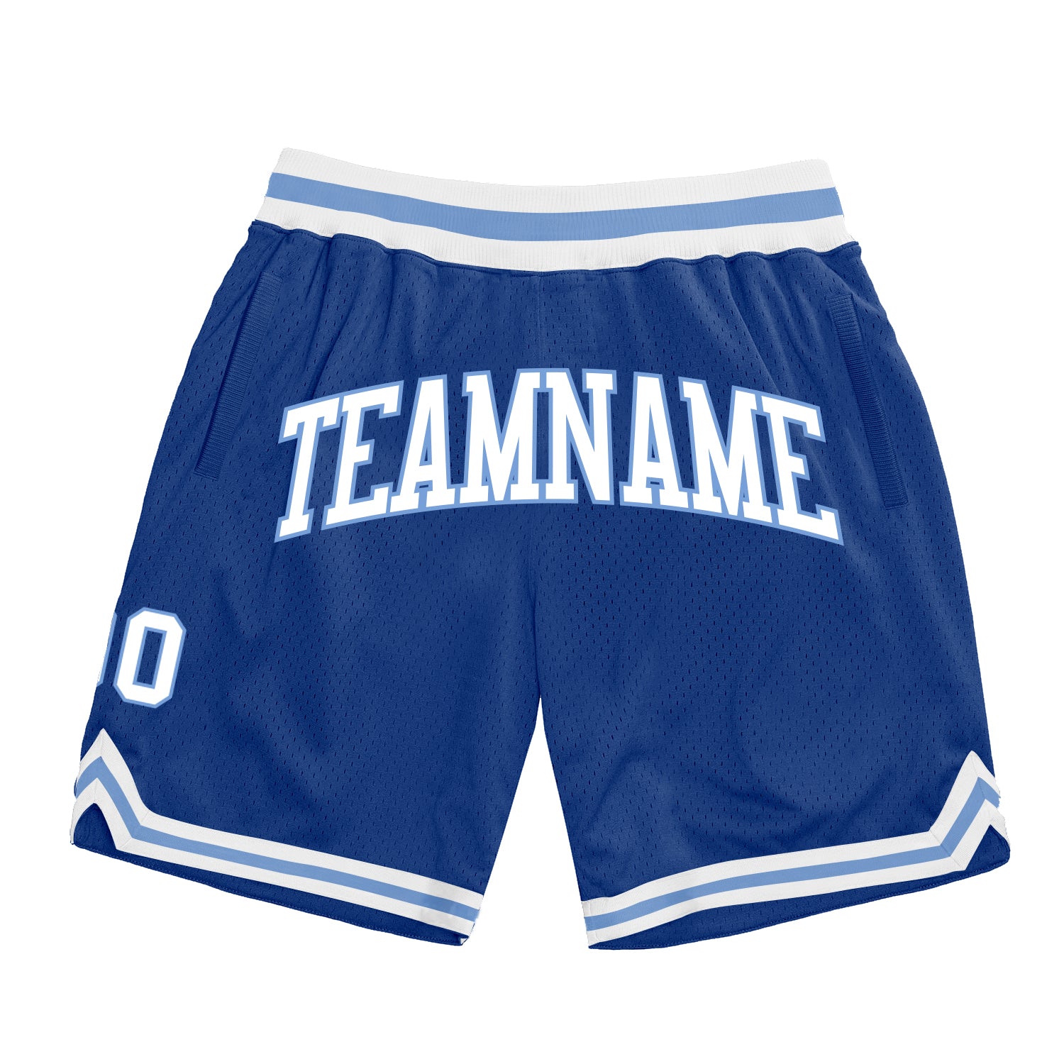 Custom Throwback Basketball Shorts - Royal White and Light Blue Authentic Design Custom Royal White-Light Blue Authentic