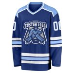 Custom Royal White Light Blue Hockey Jersey Personalized Team Apparel Custom Royal White-Light Blue Hockey Jersey