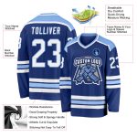 Custom Royal White Light Blue Hockey Jersey Personalized Team Apparel Custom Royal White-Light Blue Hockey Jersey