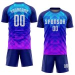 Custom Sublimation Soccer Uniform Jersey Royal White Light Blue Hot Pink Custom Royal White Light Blue-Hot Pink Sublimation