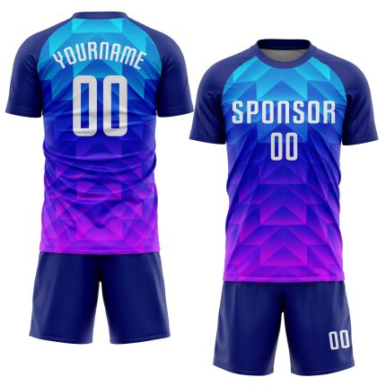 Custom Sublimation Soccer Uniform Jersey Royal White Light Blue Hot Pink Custom Royal White Light Blue-Hot Pink Sublimation