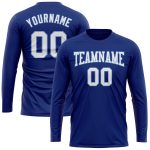 Custom Long Sleeve Performance T-Shirt in Royal White and Light Blue Custom Royal White-Light Blue Long Sleeve Performance