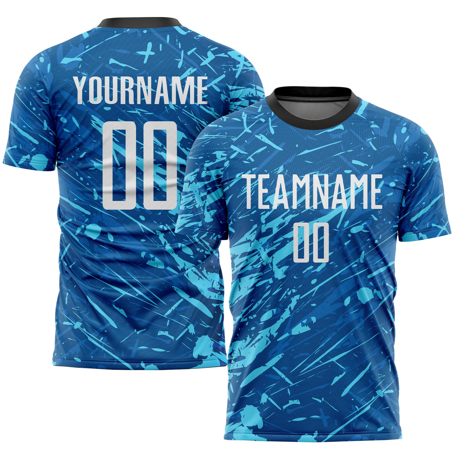 Custom Sublimation Soccer Jersey White Light Blue 5746 - Personalized Uniform Custom Royal White-Light Blue Sublimation Soccer