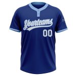 Custom Royal Light Blue Two-Button Unisex Softball Jersey - Personalized Sports Apparel Custom Royal White-Light Blue Two-Button
