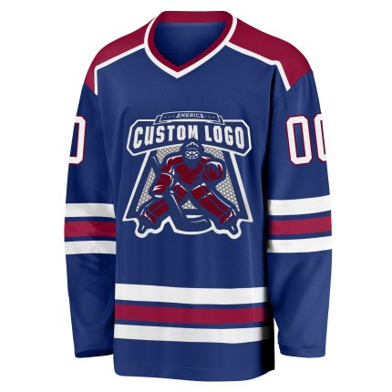 Custom Maroon Royal Hockey Jersey - Personalized Team Uniform Jersey Custom Royal White-Maroon Hockey Jersey