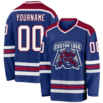 Custom Maroon Royal Hockey Jersey - Personalized Team Uniform Jersey Custom Royal White-Maroon Hockey Jersey
