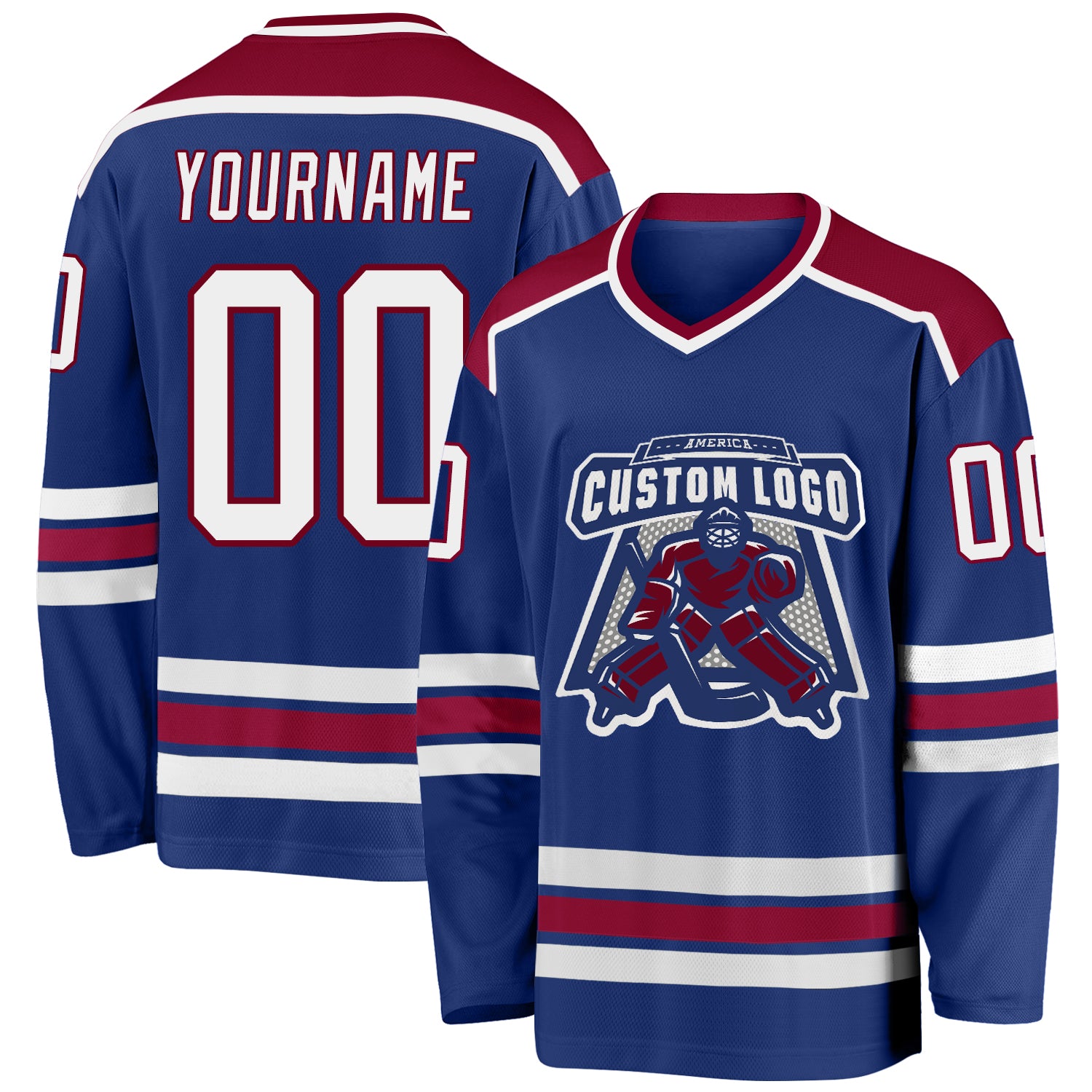 Custom Maroon Royal Hockey Jersey - Personalized Team Uniform Jersey Custom Royal White-Maroon Hockey Jersey