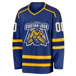 Custom Royal Navy Gold Hockey Jersey - Personalized Design for Teams and Fans Custom Royal White Navy-Gold Hockey Jersey