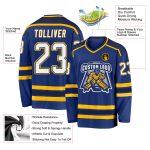Custom Royal Navy Gold Hockey Jersey - Personalized Design for Teams and Fans Custom Royal White Navy-Gold Hockey Jersey