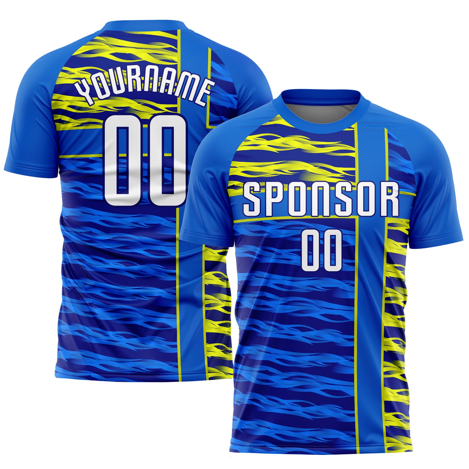 Custom Sublimation Soccer Jersey - Royal White Navy Gold Design Uniform Custom Royal White Navy-Gold Sublimation Soccer Uniform