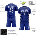 Royal White-Navy Custom Sublimation Soccer Jersey Uniform - Style 5597 Custom Royal White-Navy Sublimation Soccer Uniform
