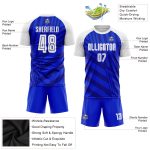 Custom White Navy Soccer Jersey Sublimation Uniform for Teams Style 5787 Custom Royal White-Navy Sublimation Soccer Uniform