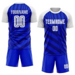 Custom White Navy Soccer Jersey Sublimation Uniform for Teams Style 5787 Custom Royal White-Navy Sublimation Soccer Uniform