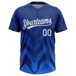 Custom Unisex Softball Jersey in Royal White-Navy Two-Button Design Custom Royal White-Navy Two-Button Unisex Softball Jersey