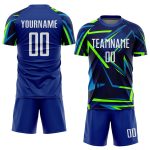 Custom Sublimation Soccer Jersey Royal White Neon Green Style 8161 Custom Royal White-Neon Green Sublimation Soccer Uniform