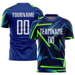 Custom Sublimation Soccer Jersey Royal White Neon Green Style 8161 Custom Royal White-Neon Green Sublimation Soccer Uniform