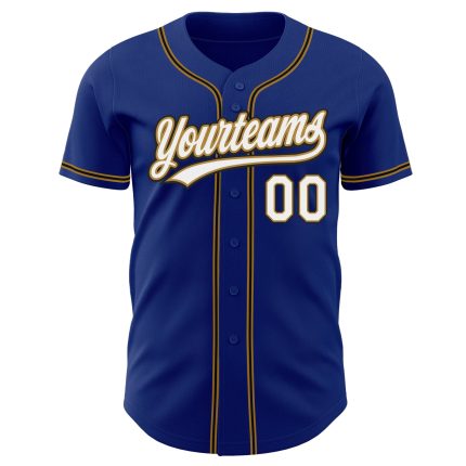 Custom Royal White Old Gold-Black Authentic Baseball Jersey Style 9528 - High-Quality Sports Apparel for Fans Custom Royal