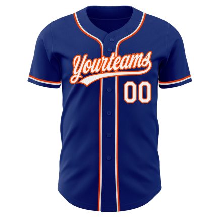 Custom Authentic Baseball Jersey - White-Orange, Style 7842, Personalized Sports Apparel Custom Royal White-Orange Authentic
