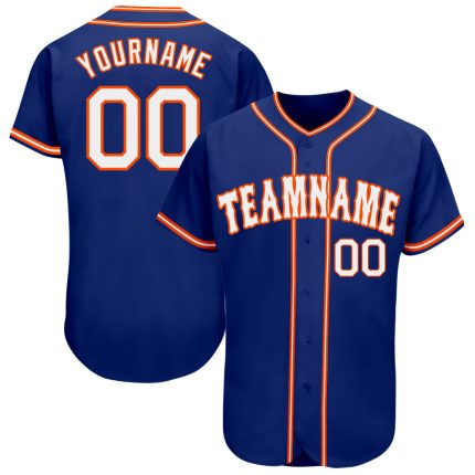 Custom Authentic Baseball Jersey in Royal White-Orange | Style 8909 Custom Royal White-Orange Authentic Baseball Jersey Style
