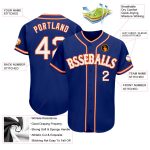 Custom Authentic Baseball Jersey in Royal White-Orange | Style 8909 Custom Royal White-Orange Authentic Baseball Jersey Style