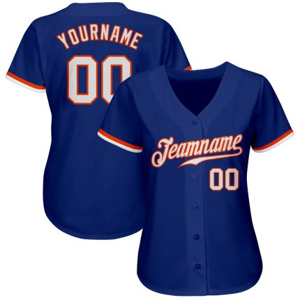 Custom Authentic Baseball Jersey - Royal White-Orange Style 9459 Custom Royal White-Orange Authentic Baseball Jersey Style