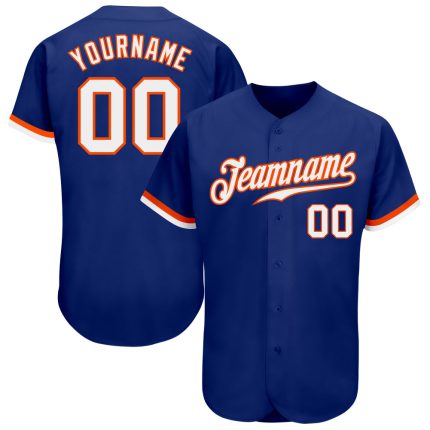 Custom Authentic Baseball Jersey - Royal White-Orange Style 9459 Custom Royal White-Orange Authentic Baseball Jersey Style