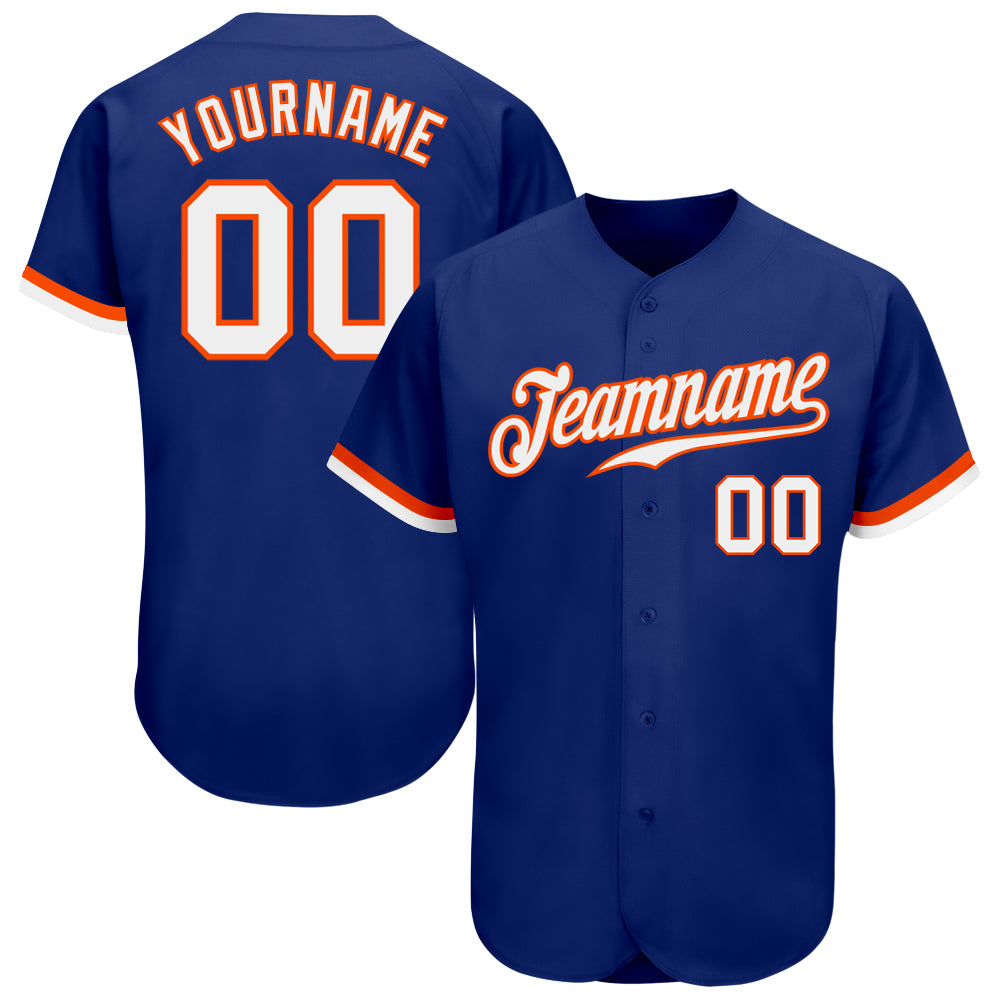 Custom Authentic Baseball Jersey - Royal White-Orange Style 9459 Custom Royal White-Orange Authentic Baseball Jersey Style