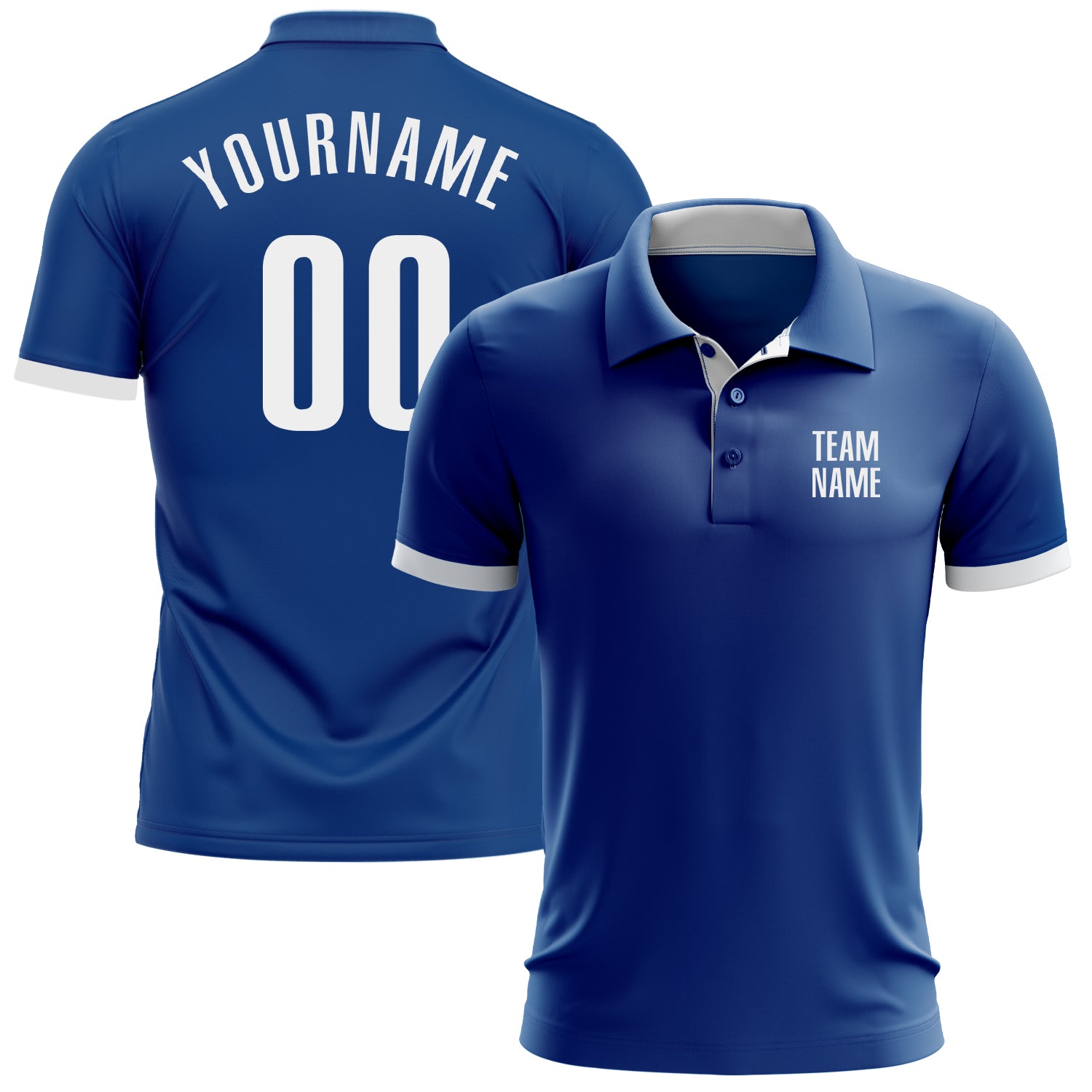 Custom Royal White Performance Golf Polo Shirt Custom Royal White Performance Golf Polo - Mens Sports Shirt, Breathable, Moisture-Wicking, Stylish Activewear Custom Royal